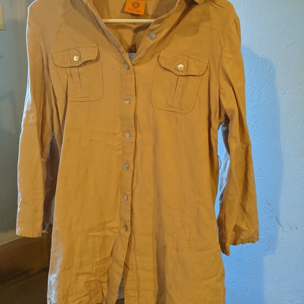 Tan colored shirt blouse